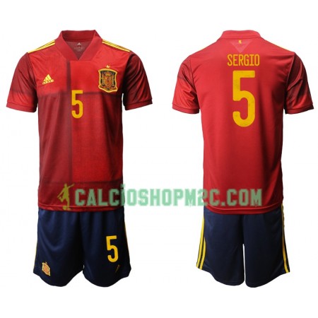 Spagna Sergio 5 Bambino Maglia Prima Euro 2020 Manica Corta (+ Pantaloncini)